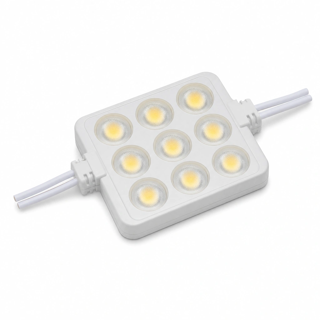 2.4W COB Kare LED Modül - 9 Chip IP67 Sarı