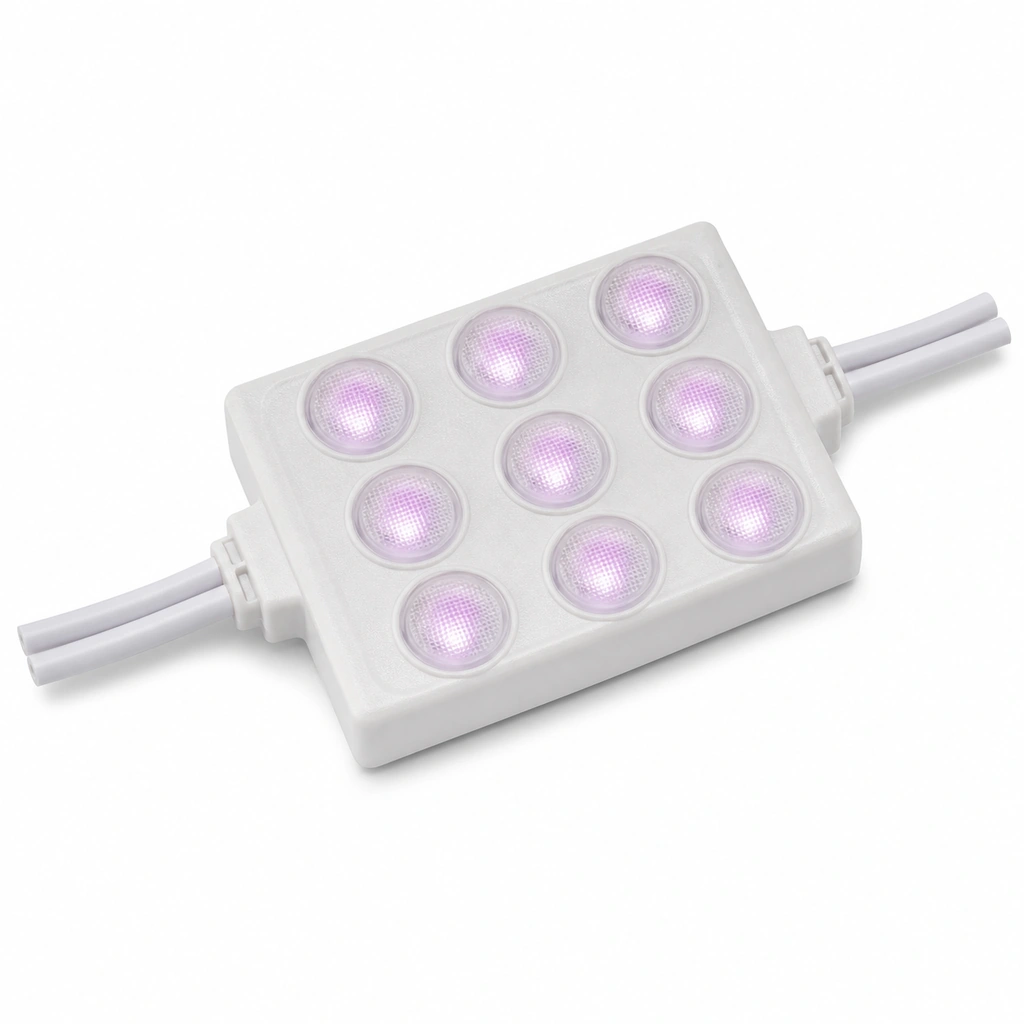 2.4W COB Kare LED Modül - 9 Chip IP67 Mor-Pembe