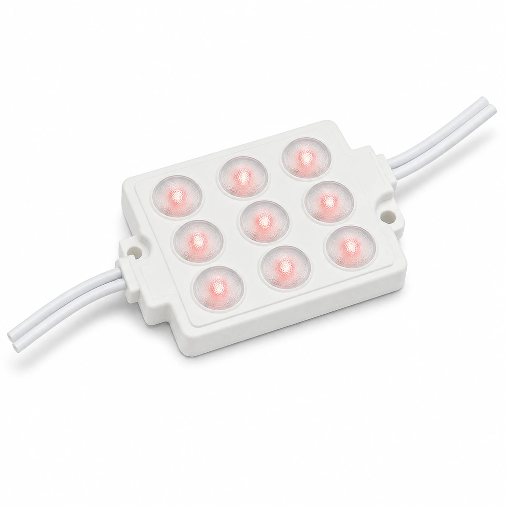 2.4W COB Kare LED Modül - 9 Chip Kırmızı IP67