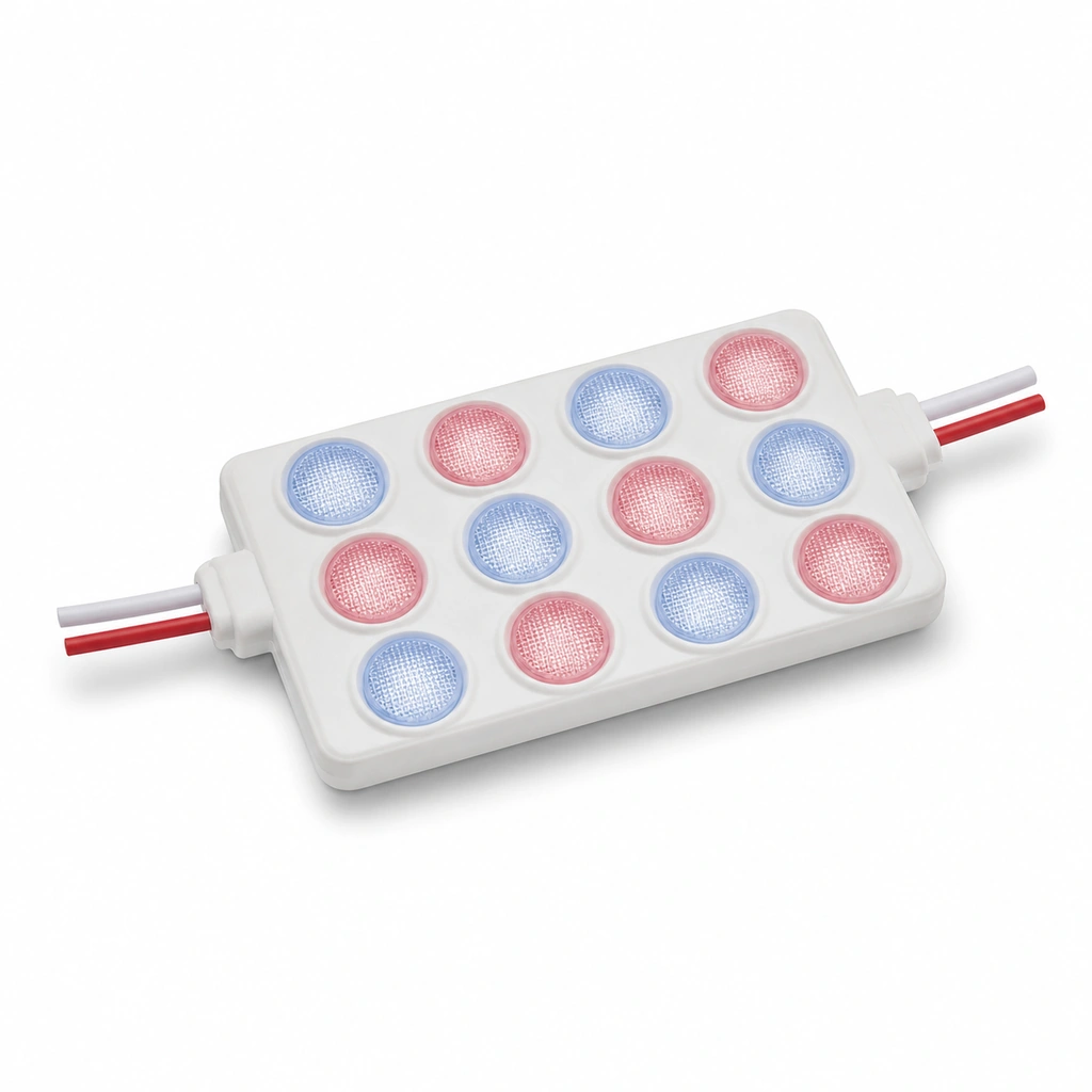 UP 2835 2.4W Kırmızı-Mavi Flash LED Modül 12VDC 105x33mm
