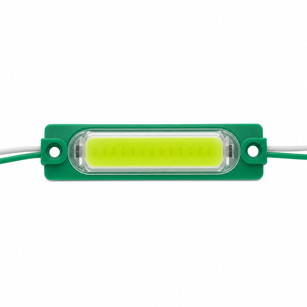 2W Yeşil COB LED Modülü - Lensli 70x18mm 24V