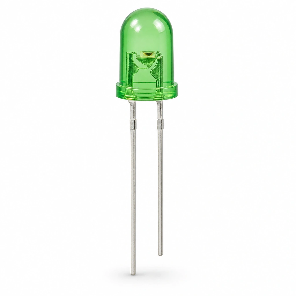 CF 5mm Yuvarlak Yeşil LED - 20000mcd Şeffaf