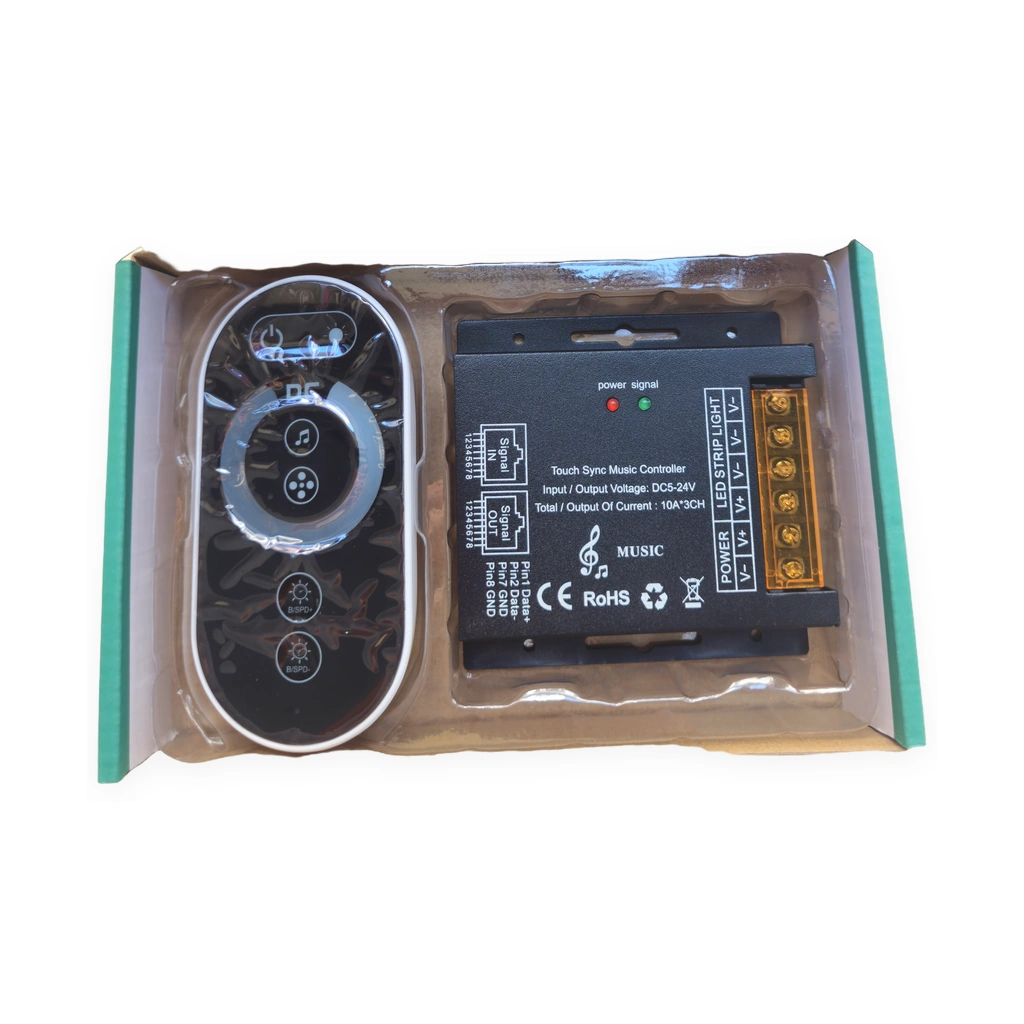 Touch Sync Müzikli Tek Renk LED Kontrolcü Seti 5-24V 3x10A